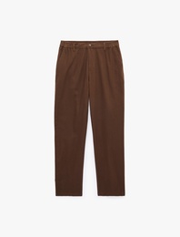 Cepli Beli Lastikli Keten Karışımlı Slim Fit Pantolon