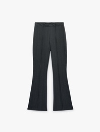 Slim Fit Çizgili İspanyol Paça Pantolon