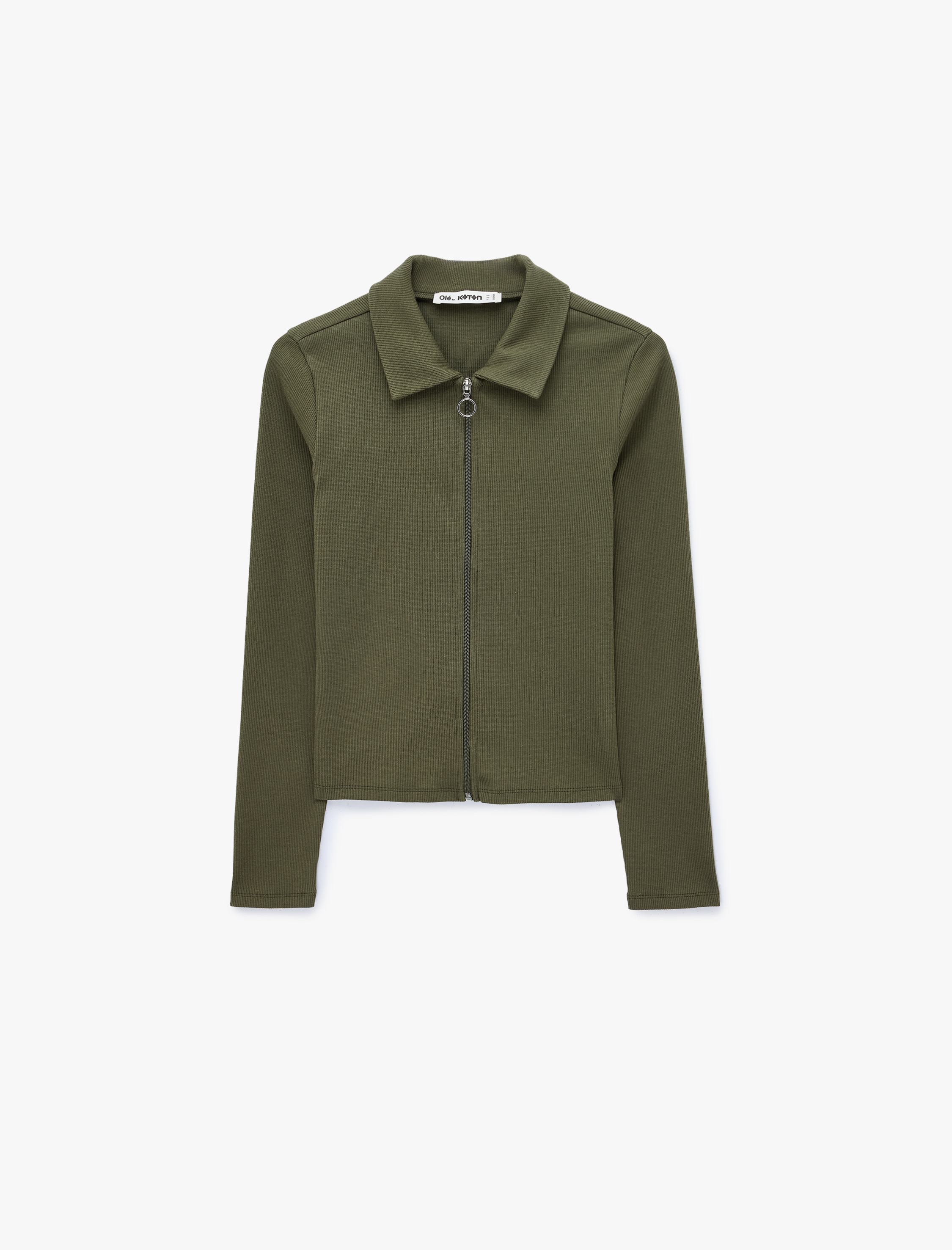   Pamuklu Slim Fit Fermuarlı Uzun Kollu Kaşkorse Polo Yaka Tişört