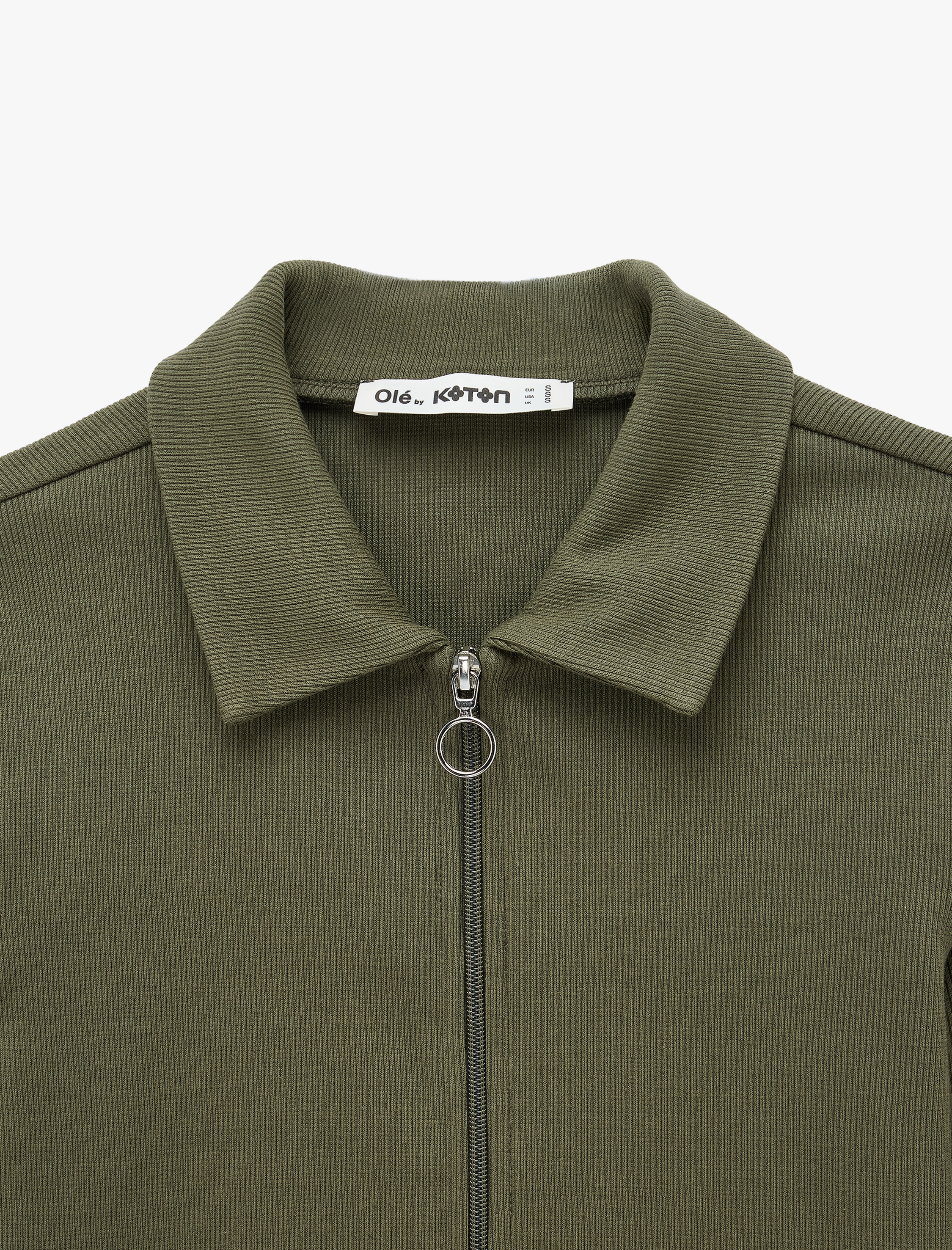   Pamuklu Slim Fit Fermuarlı Uzun Kollu Kaşkorse Polo Yaka Tişört