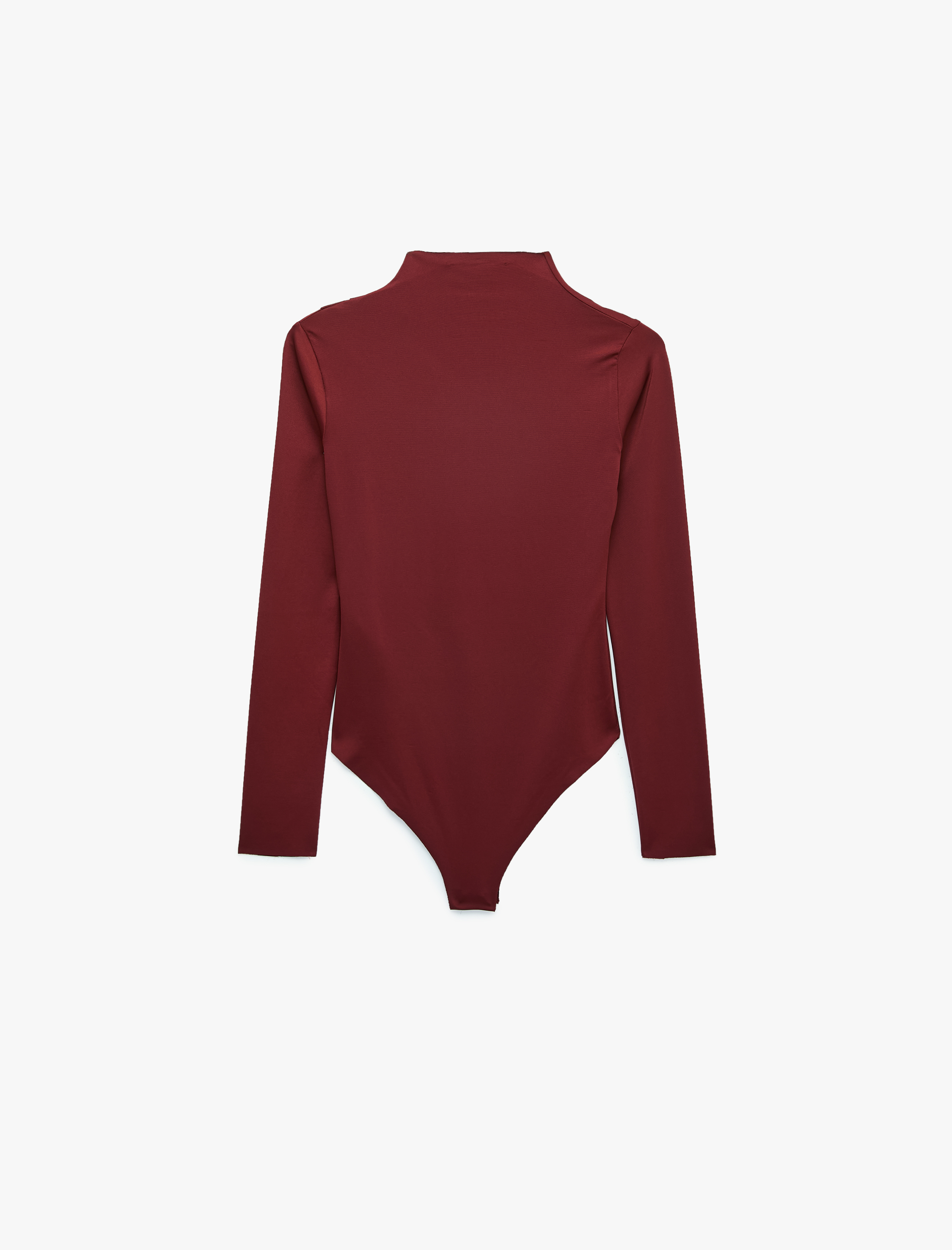   Slim Fit Uzun Kollu Drape Detaylı Hafif Dik Yaka Bodysuit