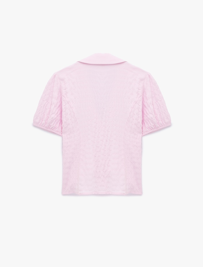  V Yaka Balon Kollu Viskon Slim Fit Gömlek