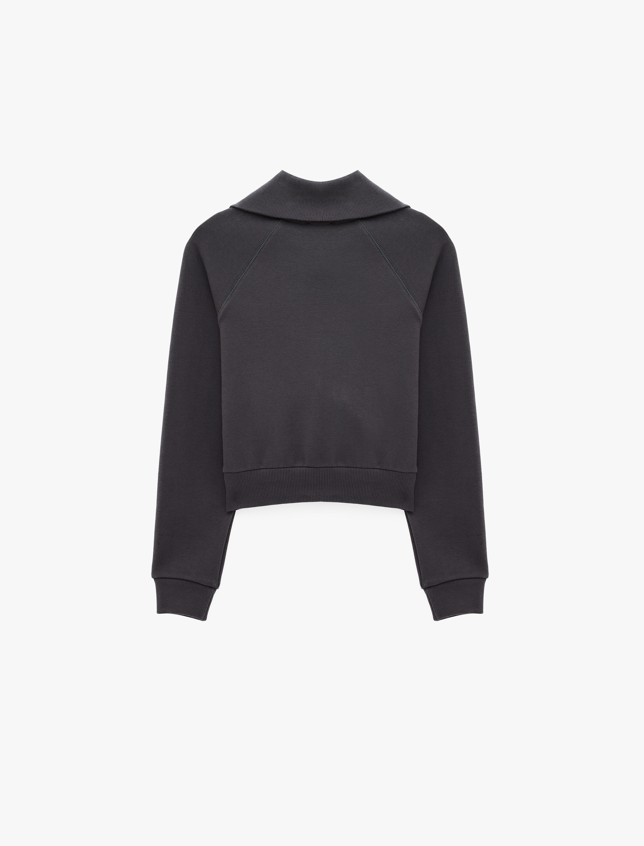   Pamuklu Uzun Kollu Cep Detaylı Slim Fit Fermuarlı Sweatshirt