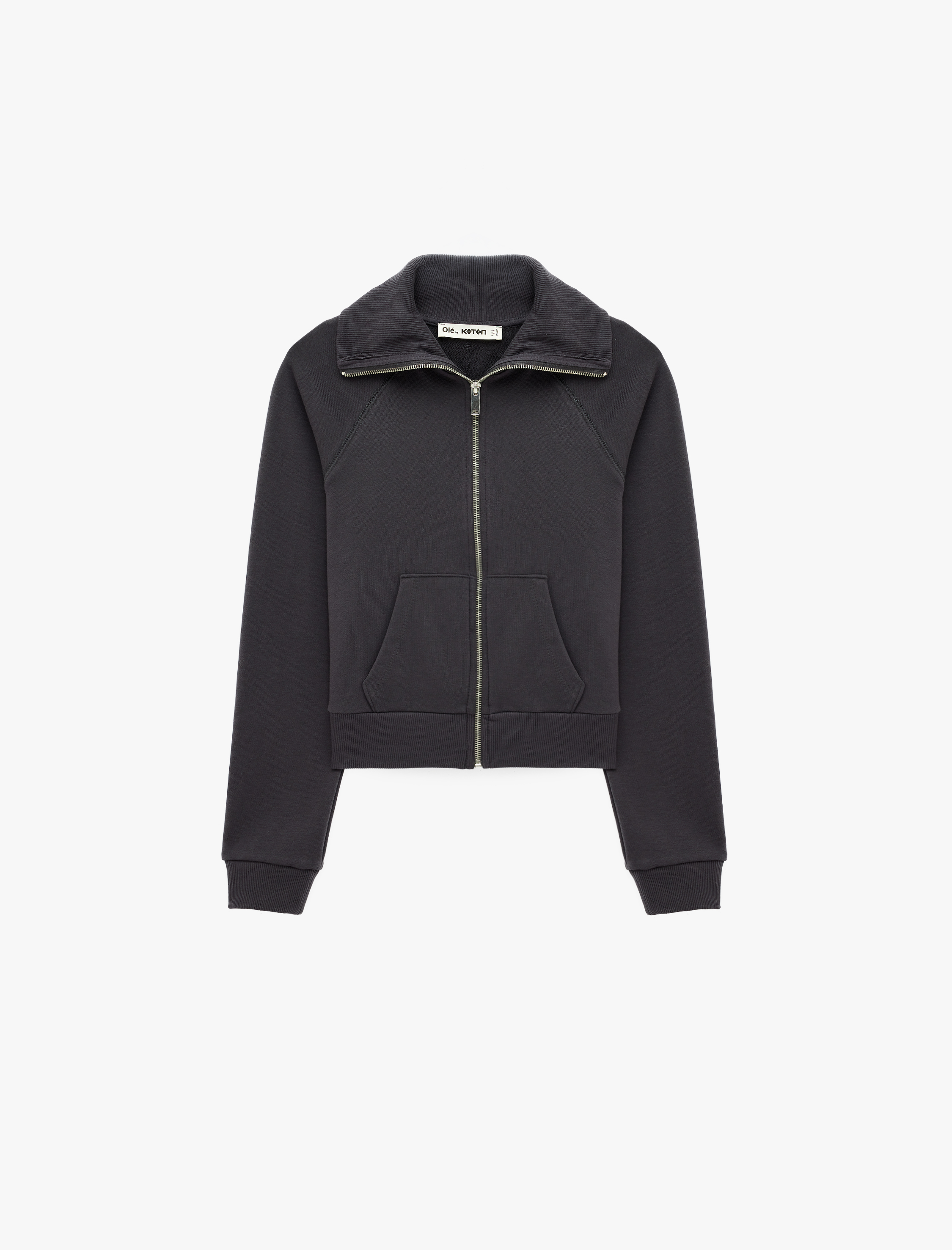   Pamuklu Uzun Kollu Cep Detaylı Slim Fit Fermuarlı Sweatshirt