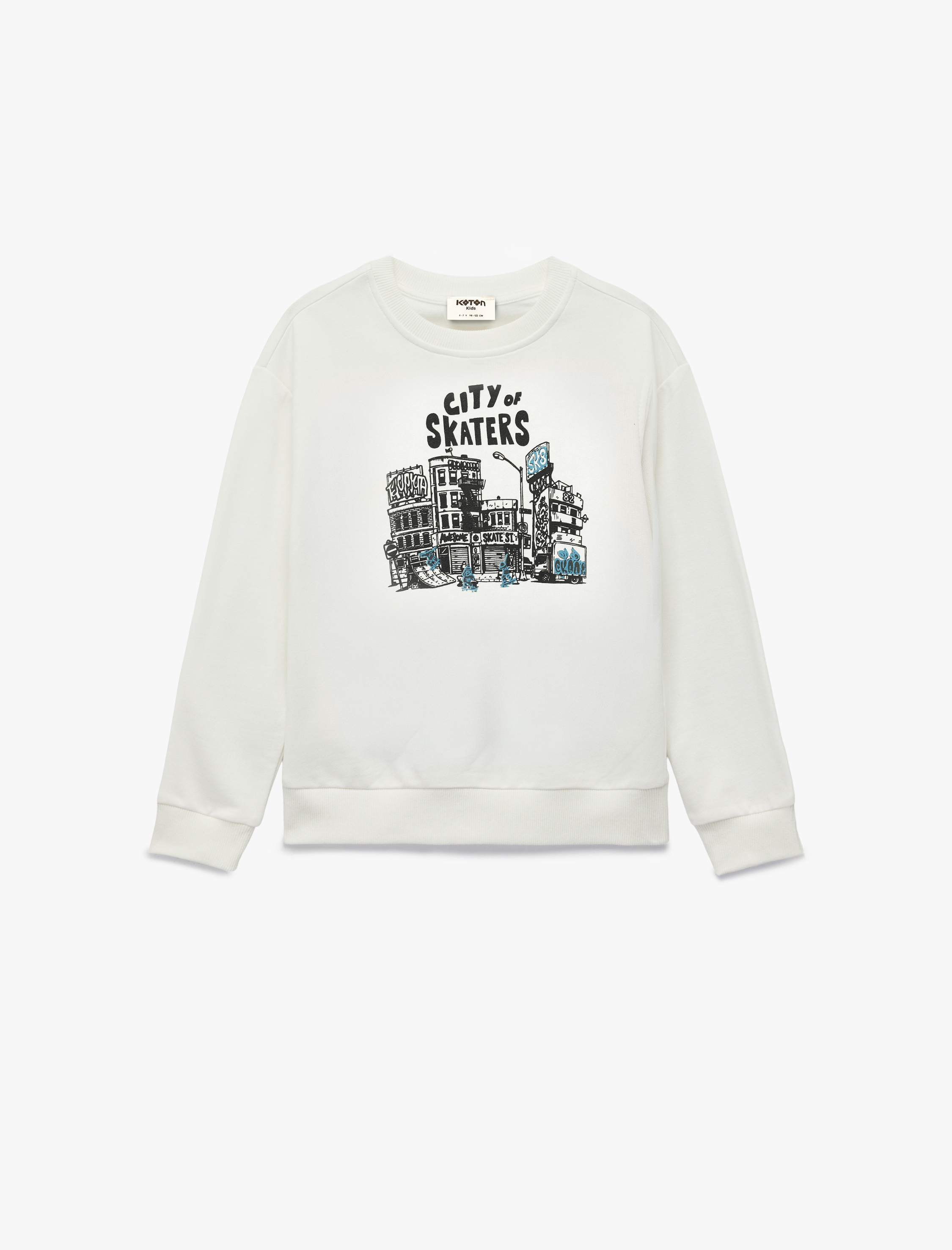  Erkek Çocuk Uzun Kollu Bisiklet Yaka Baskılı Sweatshirt