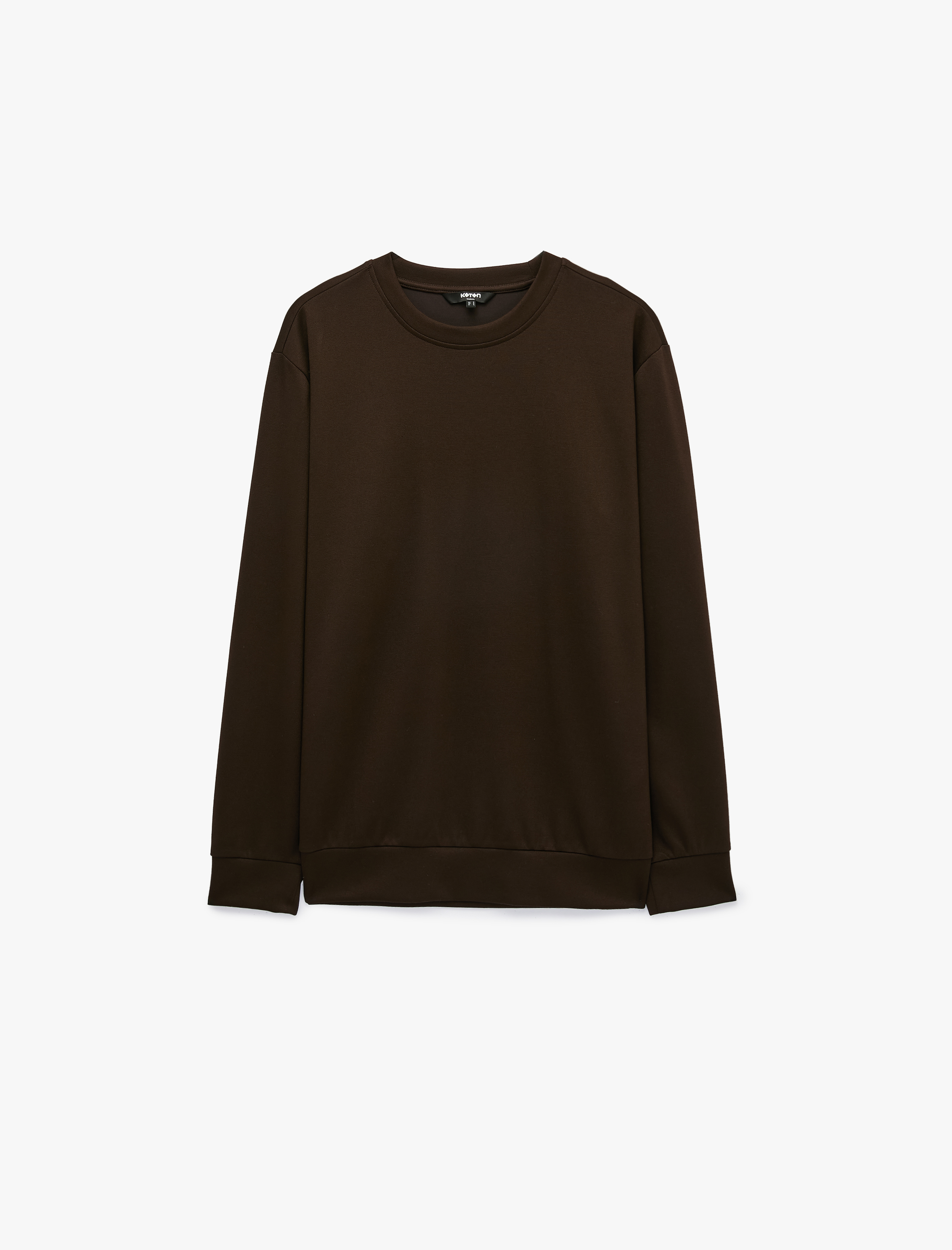   Viskon Karışımlı Uzun Kollu Bisiklet Yaka Basic Sweatshirt