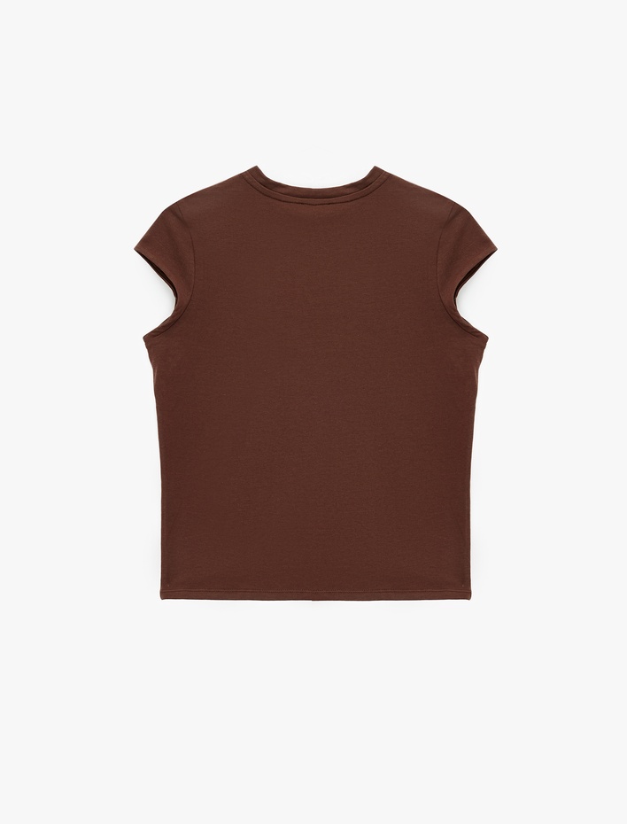  Pamuklu Regular Fit Kap Kollu Bisiklet Yaka Basic Tişört
