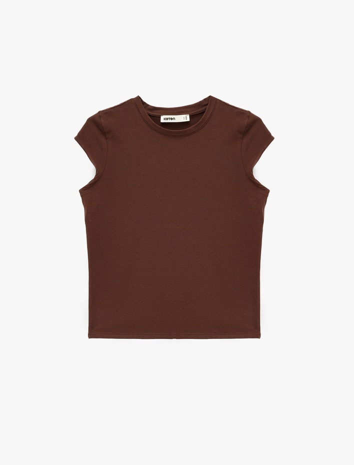  Pamuklu Regular Fit Kap Kollu Bisiklet Yaka Basic Tişört