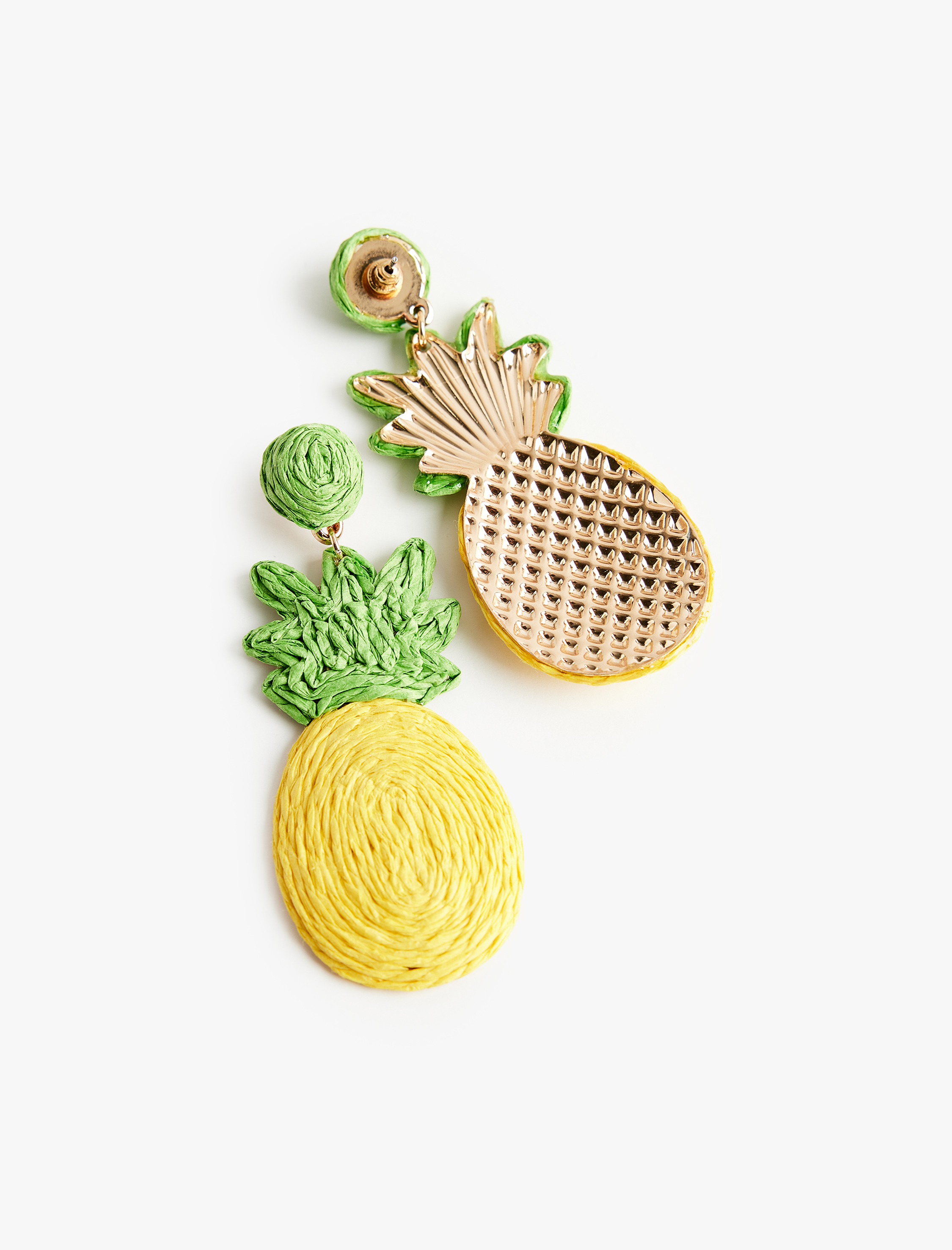  Kadın Sallantılı Hasır Ananas Küpe - Koton X Sibil Çetinkaya