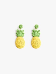 Sallantılı Hasır Ananas Küpe - Koton X Sibil Çetinkaya