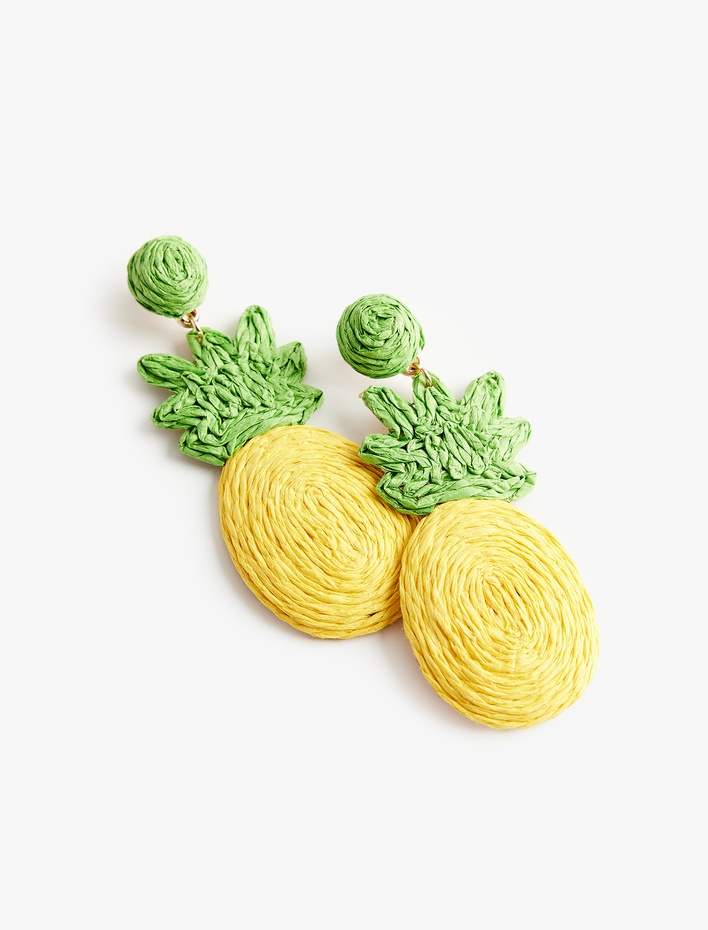 Kadın Sallantılı Hasır Ananas Küpe - Koton X Sibil Çetinkaya
