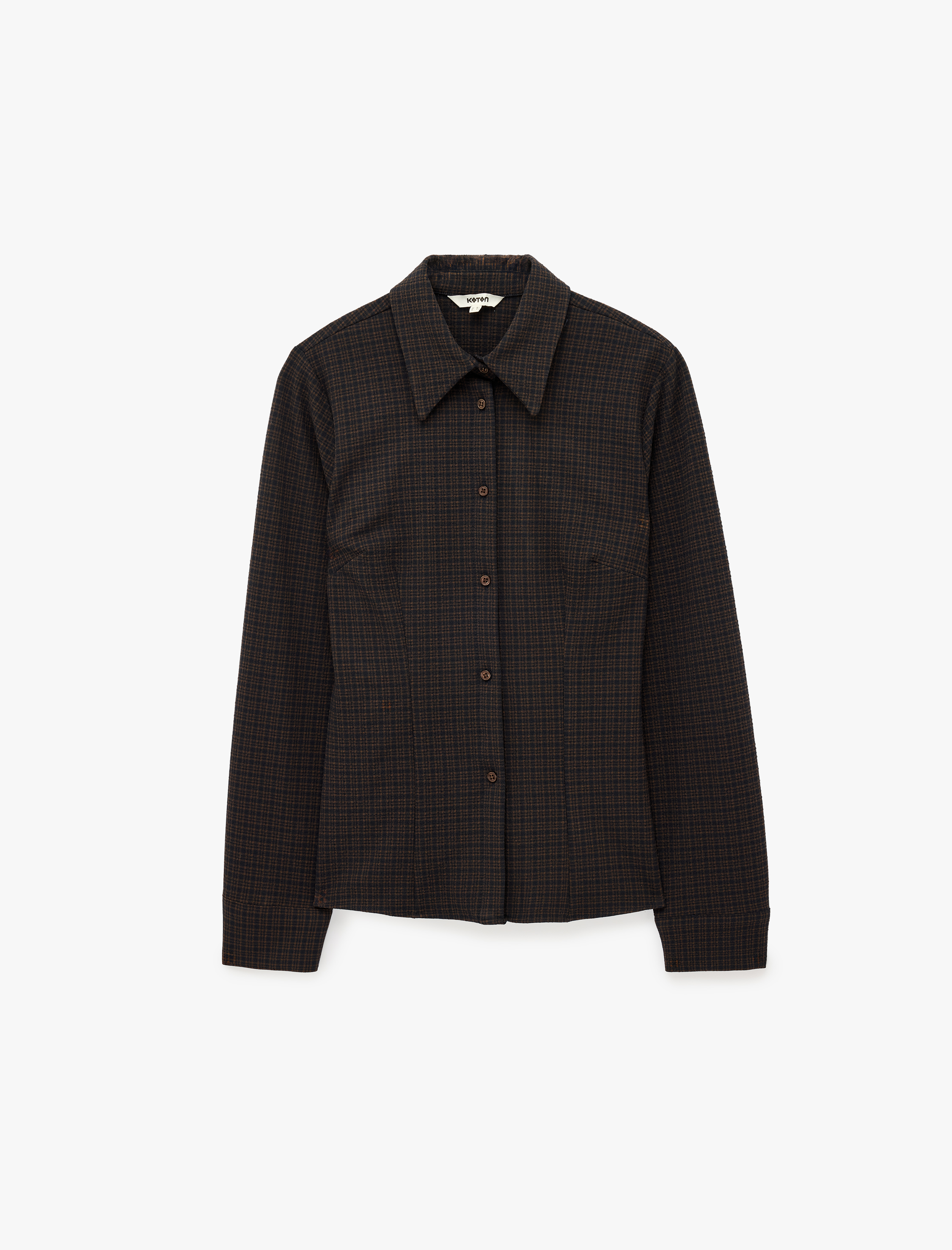   Düğmeli Uzun Kollu Slim Fit Ekose Gömlek