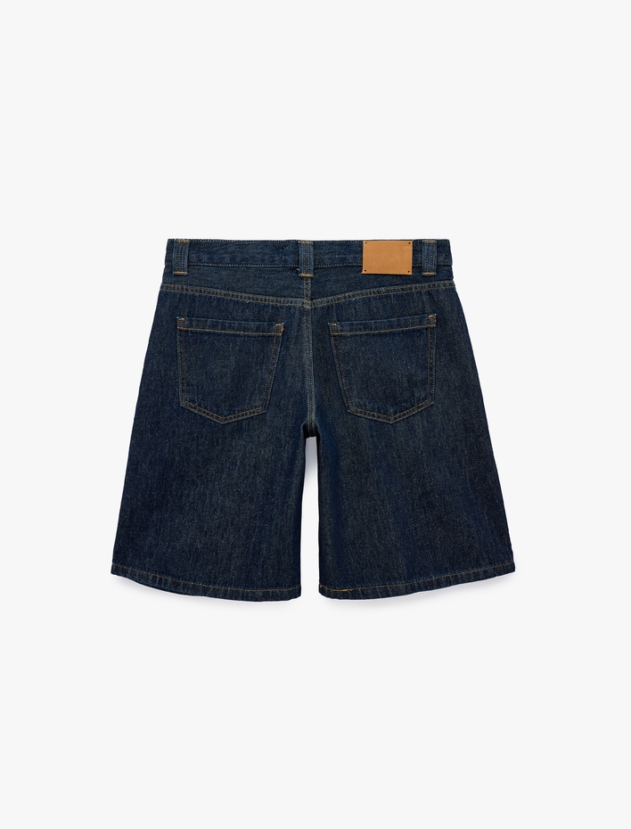  Pamuklu Regular Fit Denim Bermuda Şort