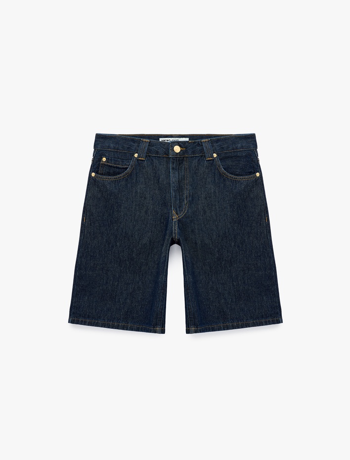  Pamuklu Regular Fit Denim Bermuda Şort