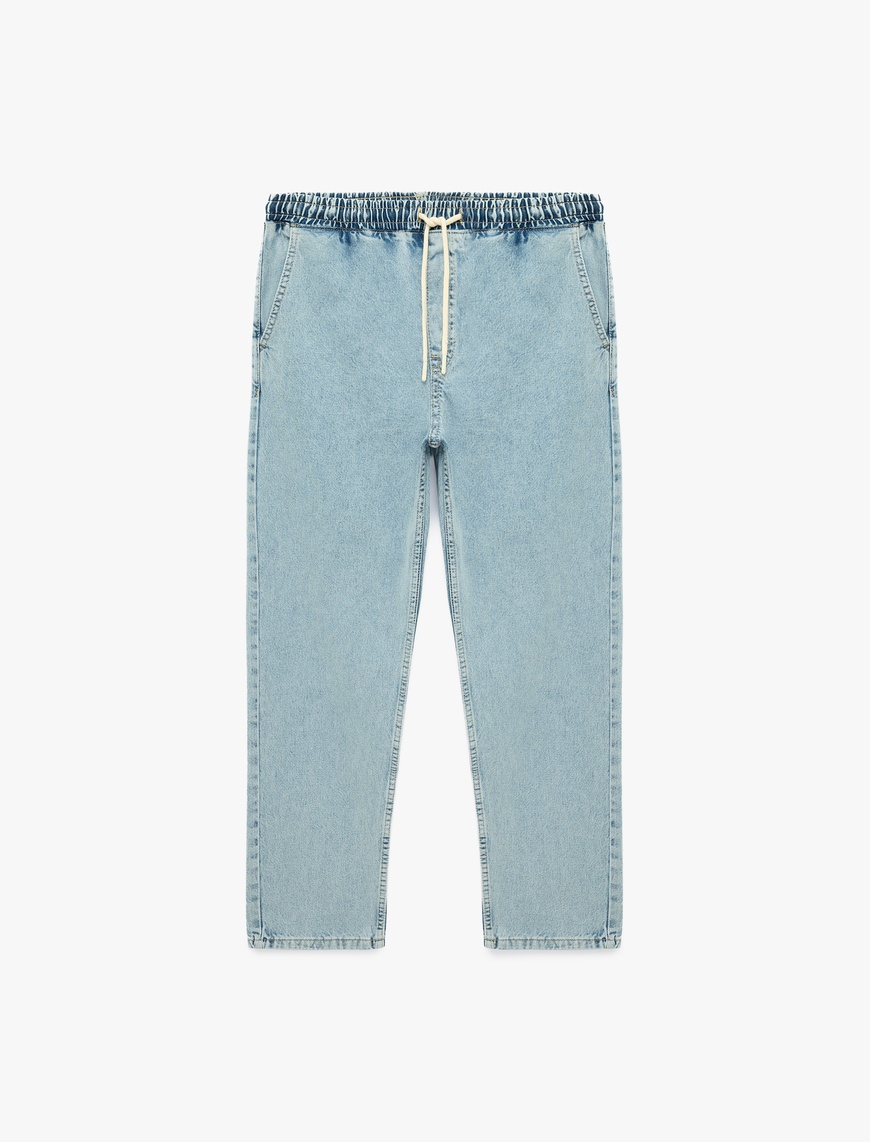 Koton Erkek Pamuklu Cepli Oversize Beli Bağcıklı Jean Pantolon