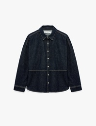 Pamuklu Klasik Yaka Uzun Kollu Denim Gömlek