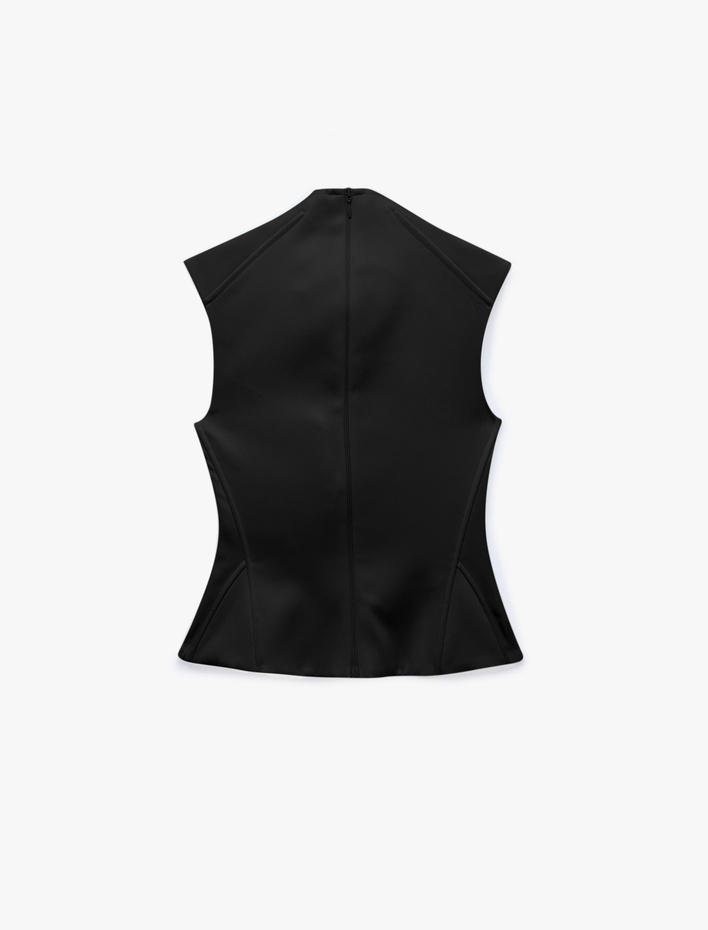  Slim Fit Kolsuz Pencere Detaylı Kalp Yaka Bağcıklı Saten Korse Büstiyer