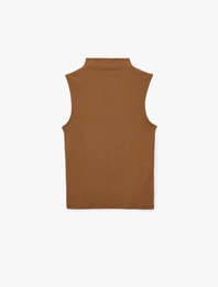 Pamuklu Dik Yaka Slim Fit Kolsuz Body