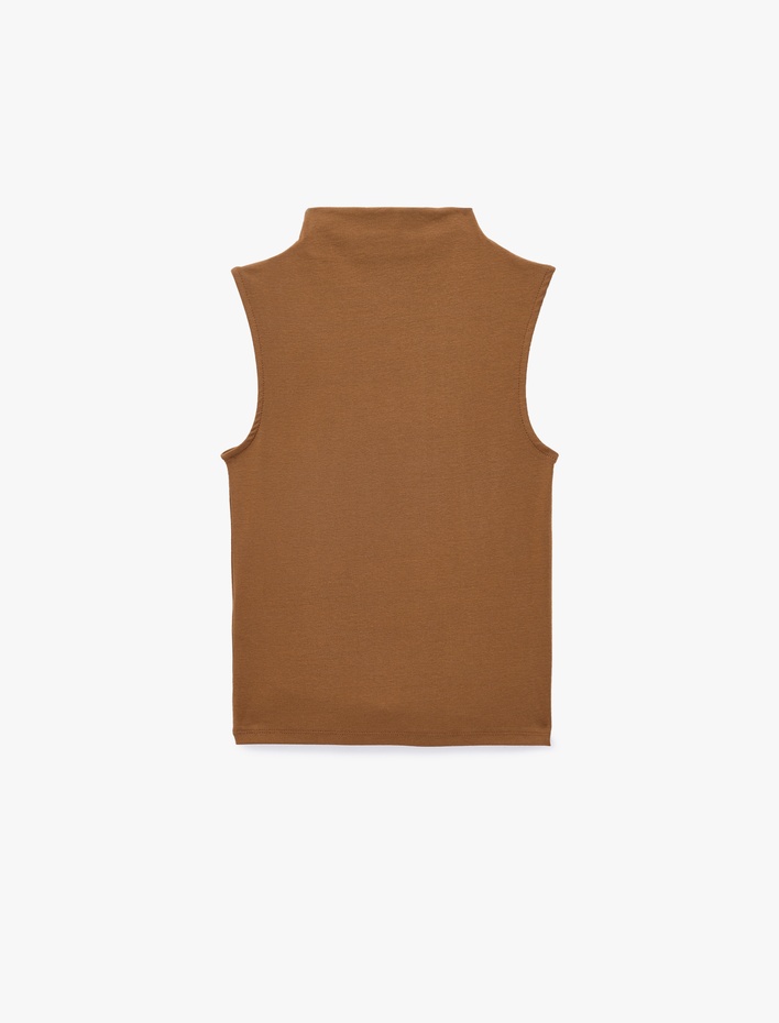  Pamuklu Dik Yaka Slim Fit Kolsuz Body