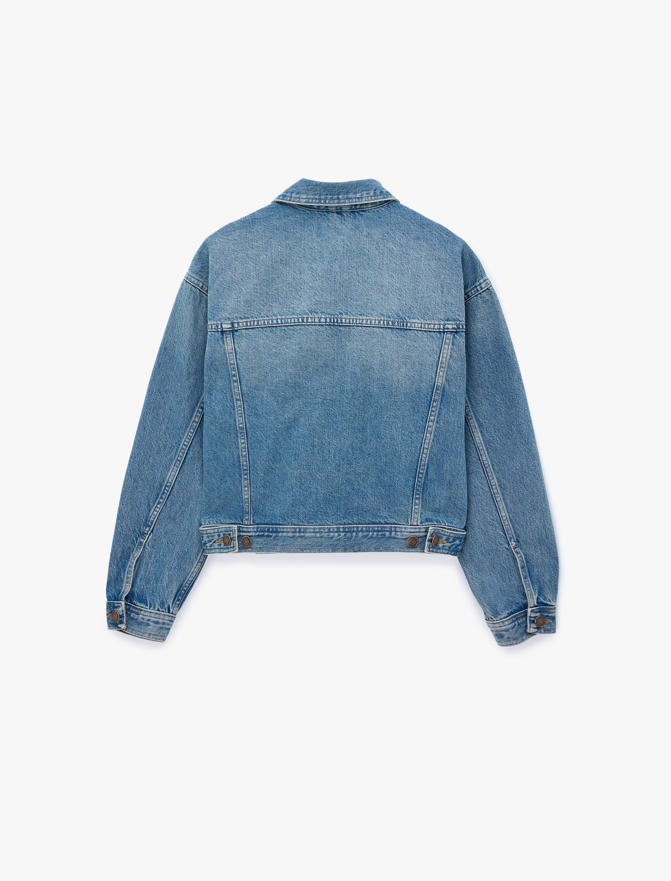   Pamuklu Gömlek Yaka Uzun Kollu Denim Ceket