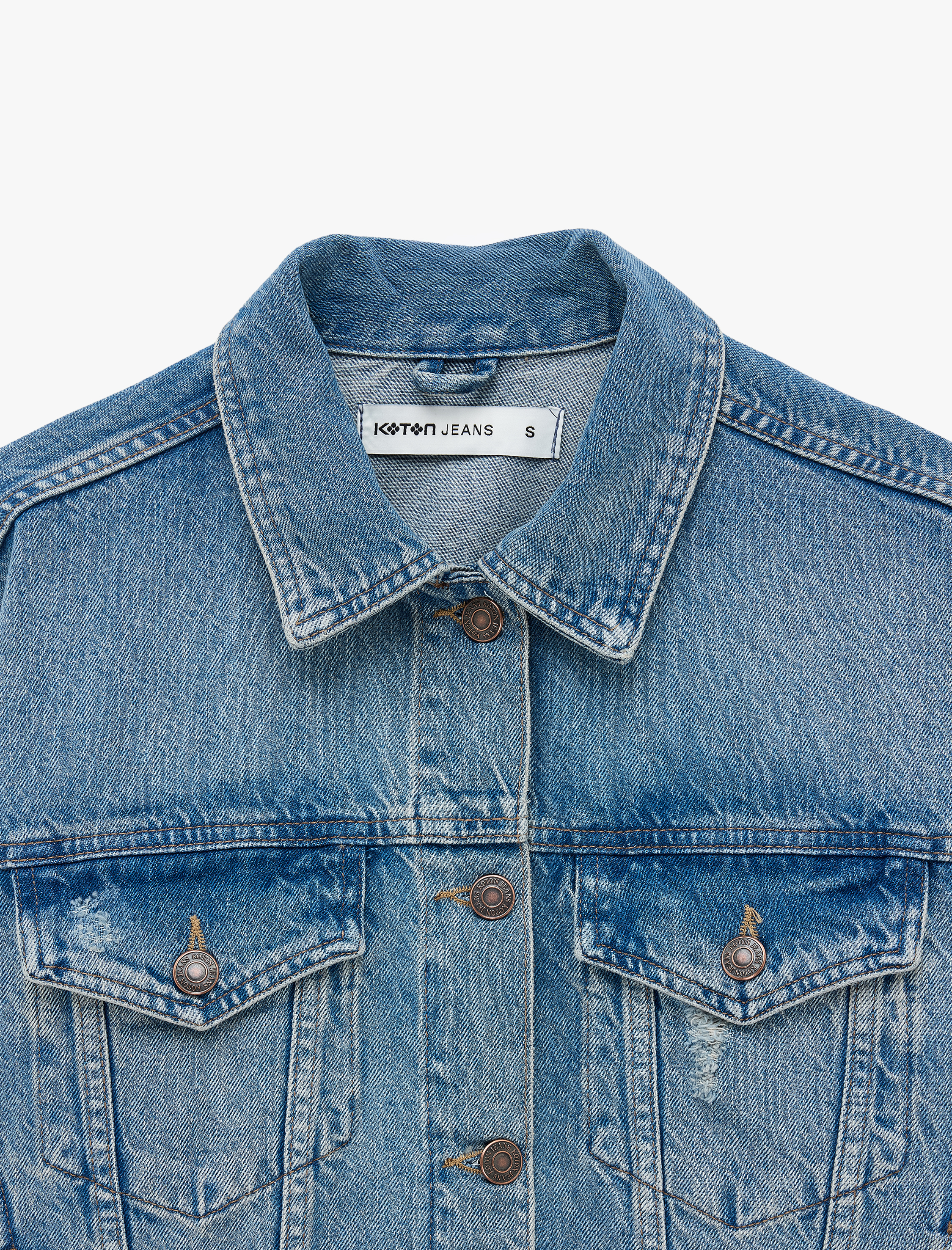  Pamuklu Gömlek Yaka Uzun Kollu Denim Ceket