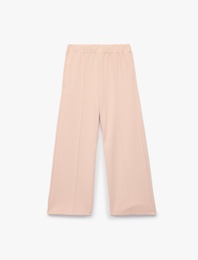 Beli Lastikli Viskon Karışımlı Geniş Paça Pantolon