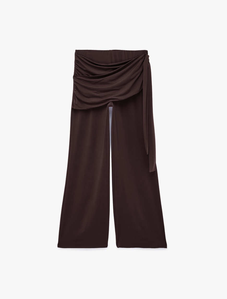 Koton Kadın Bağlama Detaylı Geniş Paça Pantolon