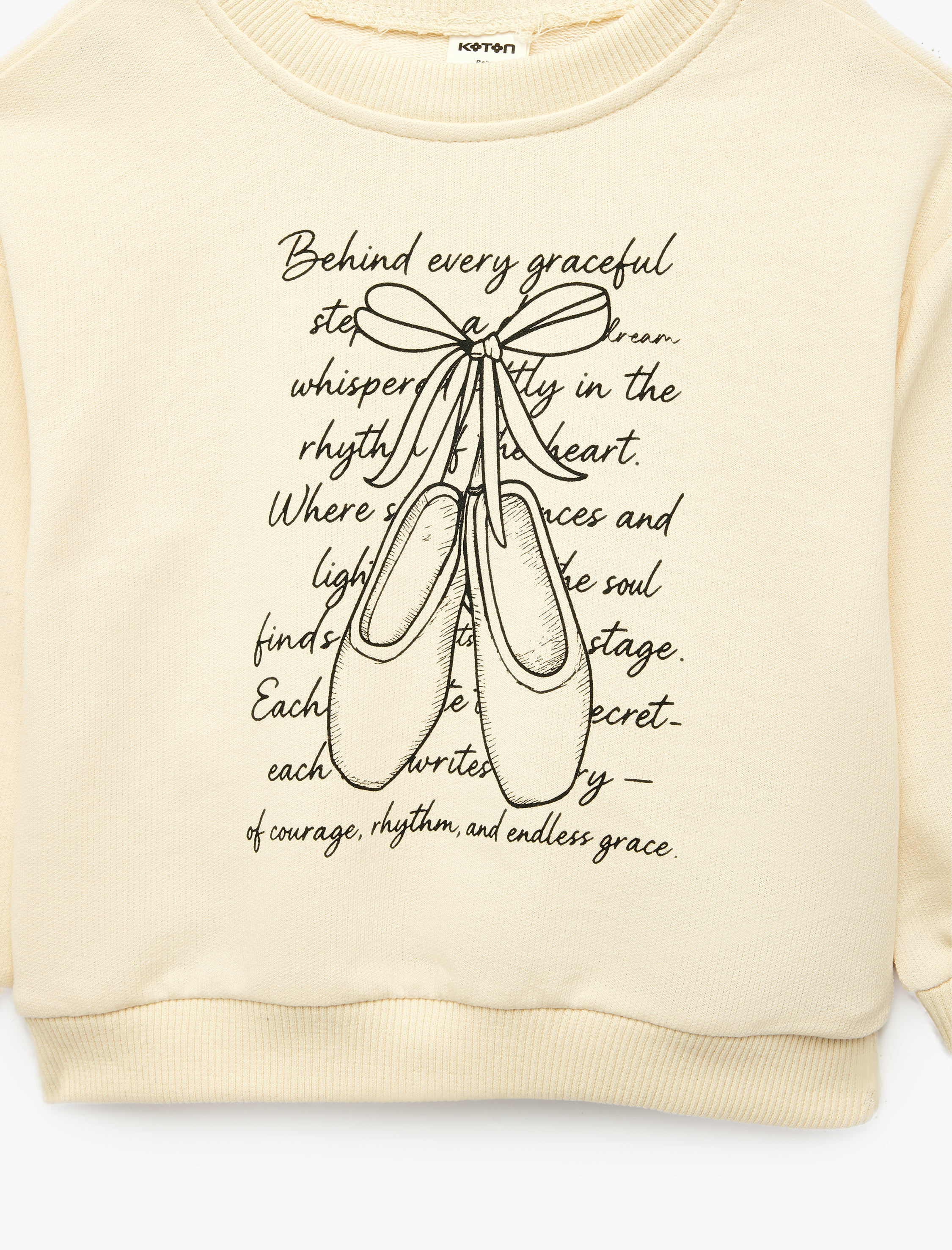  Kız Bebek Baskılı Uzun Kollu Bisiklet Yaka Sweatshirt