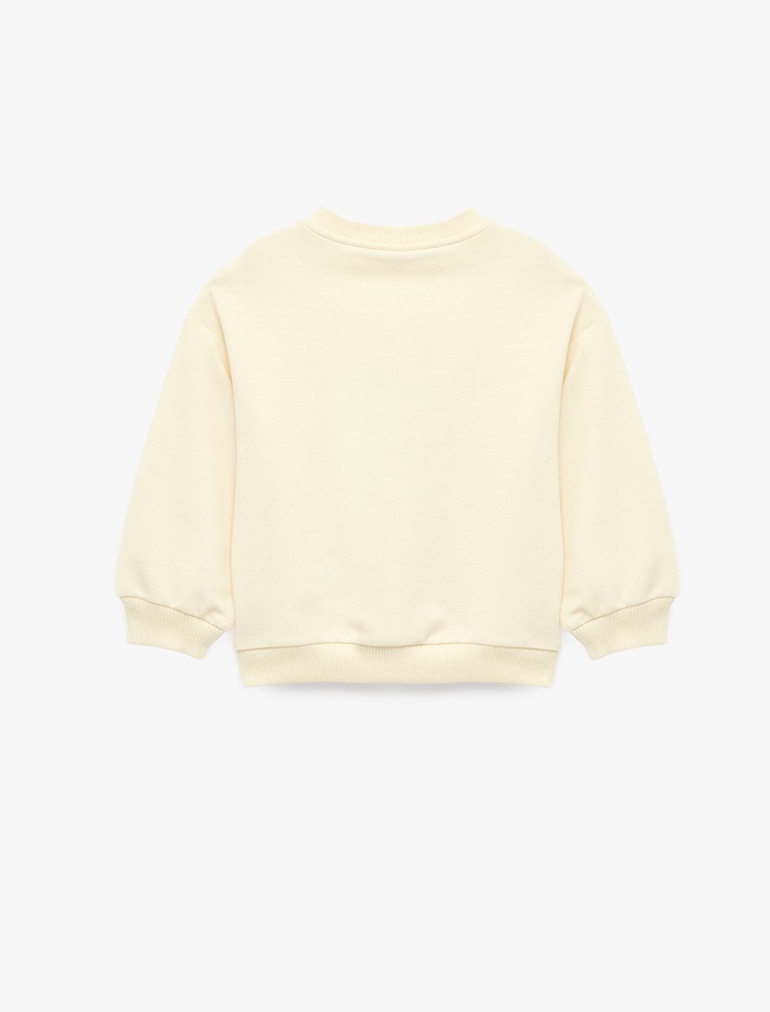 Kız Bebek Baskılı Uzun Kollu Bisiklet Yaka Sweatshirt