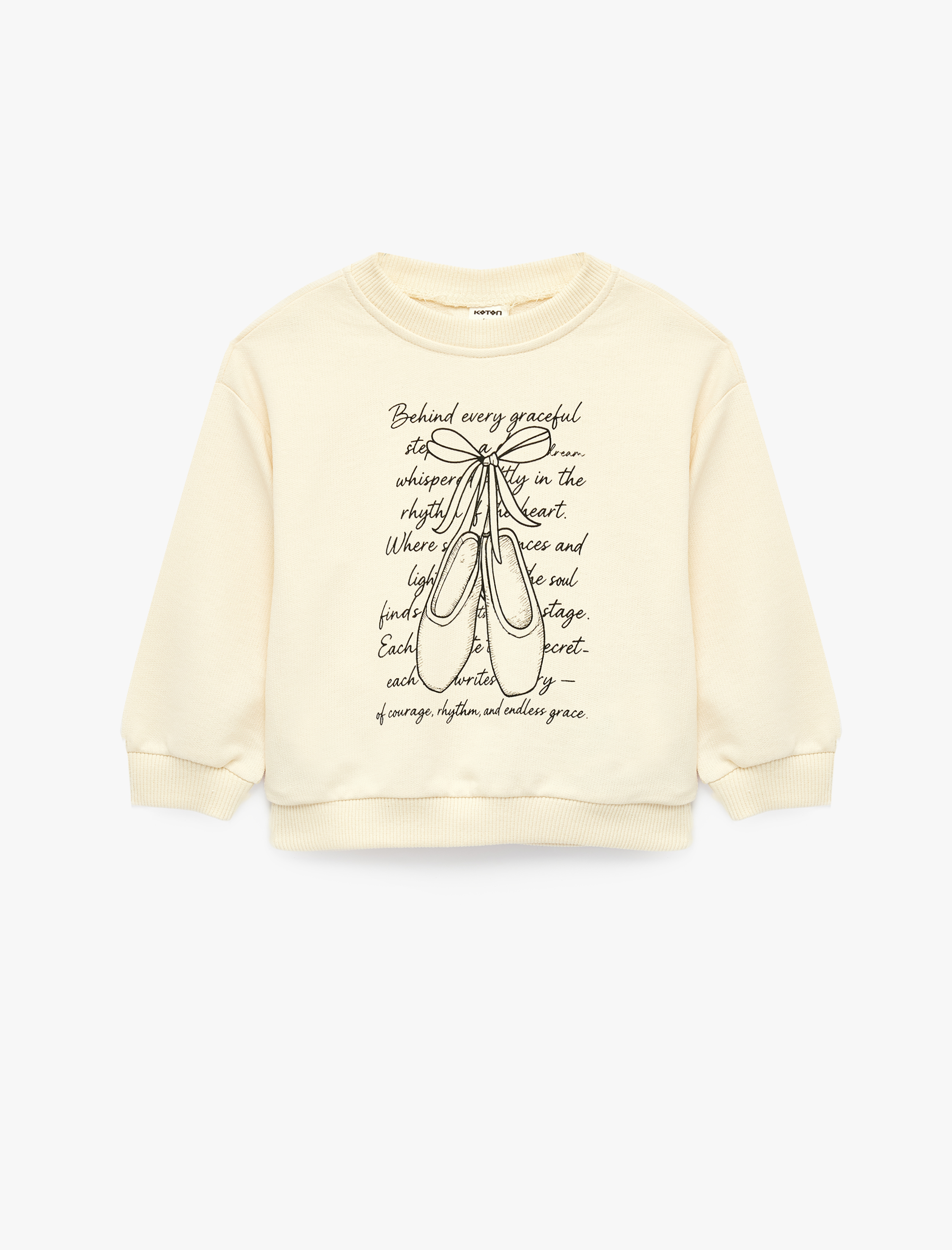  Kız Bebek Baskılı Uzun Kollu Bisiklet Yaka Sweatshirt