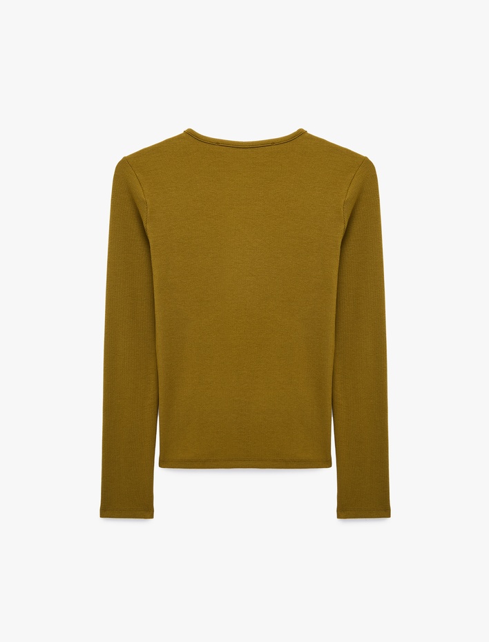  Modal Kumaş Slim Fit Bisiklet Yaka Uzun Kollu Tişört