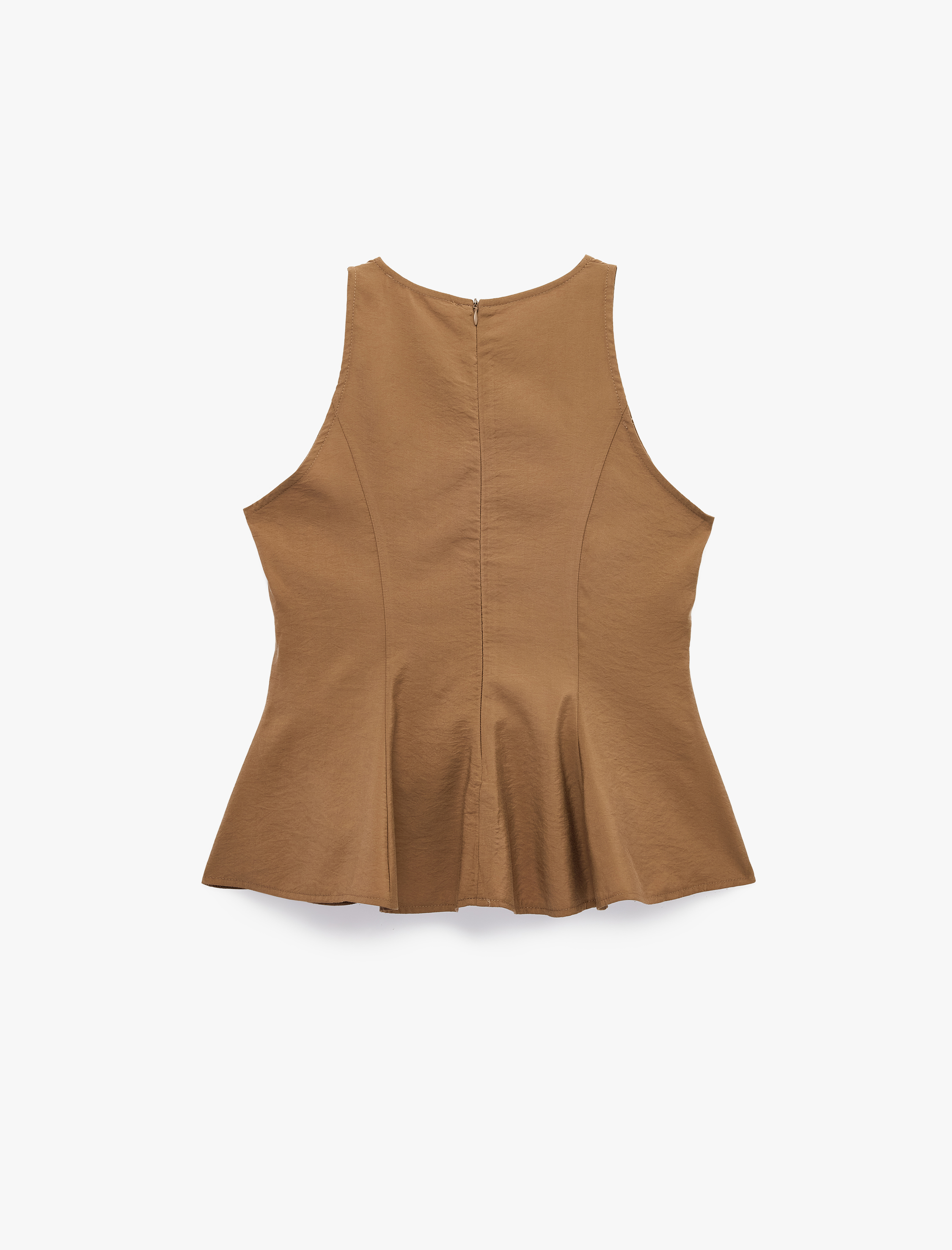   Modal Kumaş Slim Fit Kolsuz Bisiklet Yaka Peplum Top