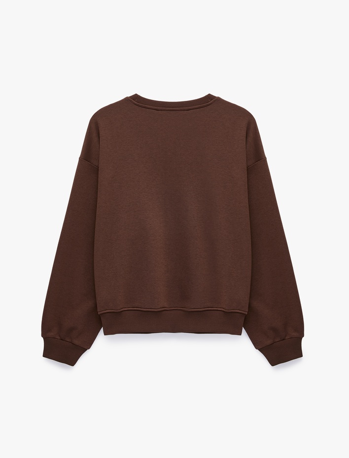  Regular Fit Uzun Kollu Şardonlu Bisiklet Yaka Basic Sweatshirt