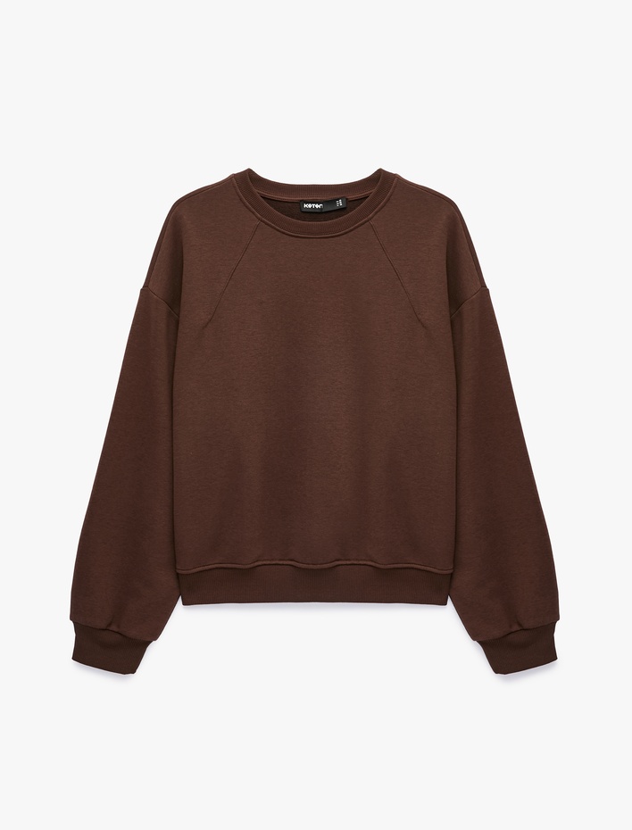  Regular Fit Uzun Kollu Şardonlu Bisiklet Yaka Basic Sweatshirt