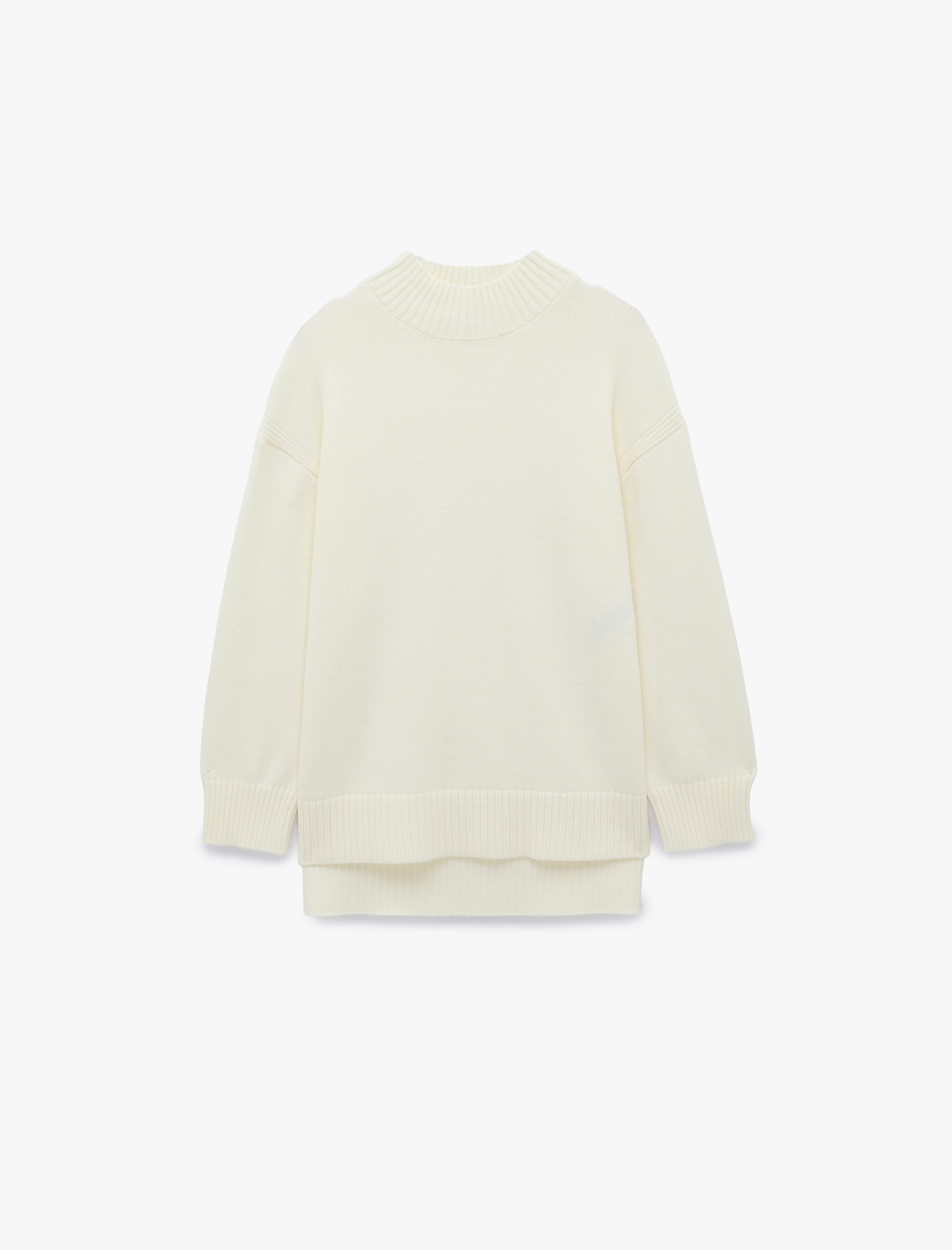   Dik Yaka Uzun Kollu Oversize Triko Tunik