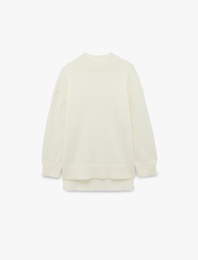 Dik Yaka Uzun Kollu Oversize Triko Tunik