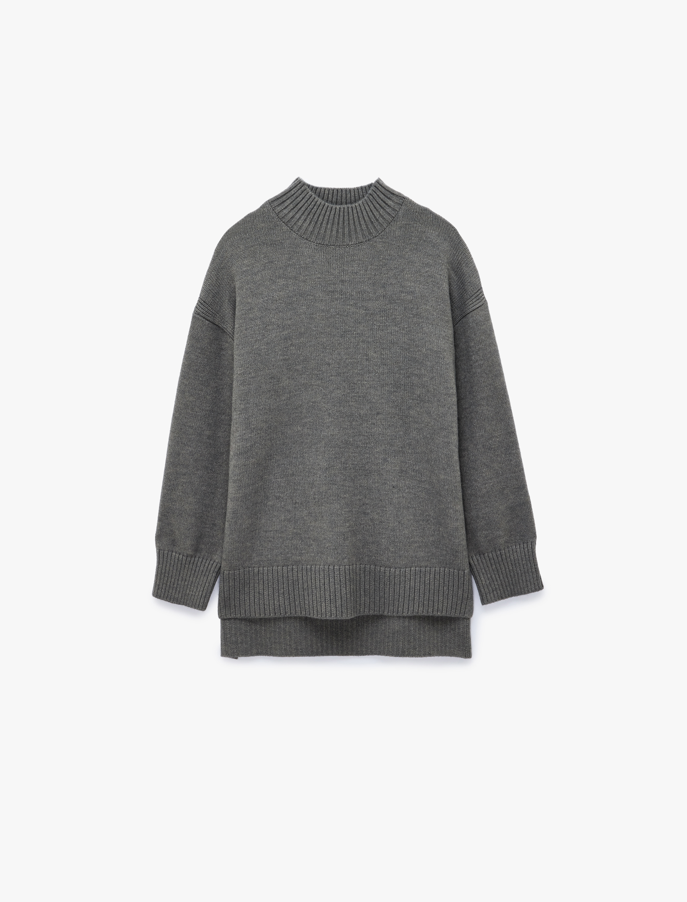   Dik Yaka Uzun Kollu Oversize Triko Tunik