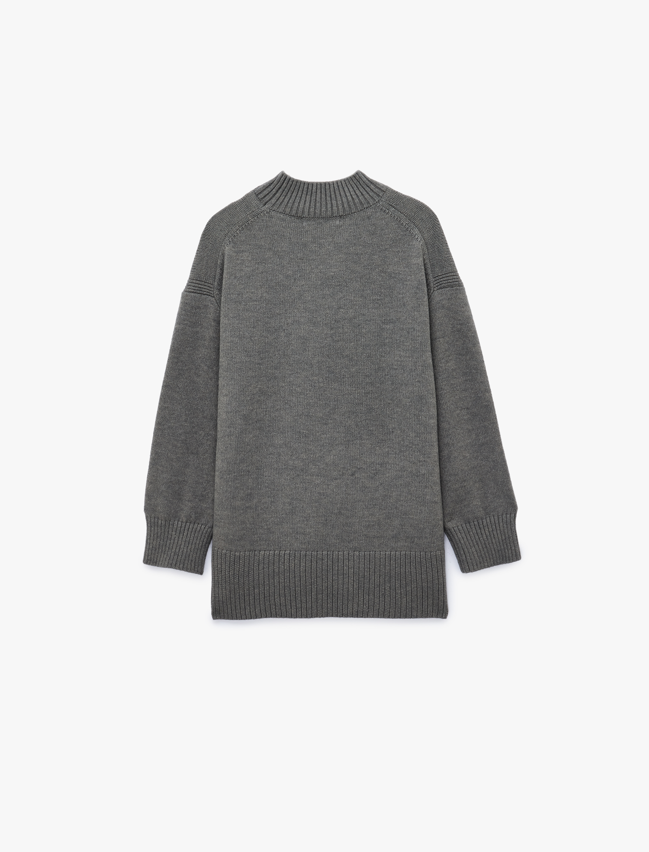   Dik Yaka Uzun Kollu Oversize Triko Tunik