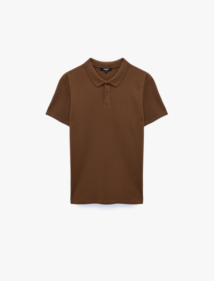  Pamuklu Pike Kumaş Kısa Kollu Polo Yaka Baskılı Slim Fit Tişört