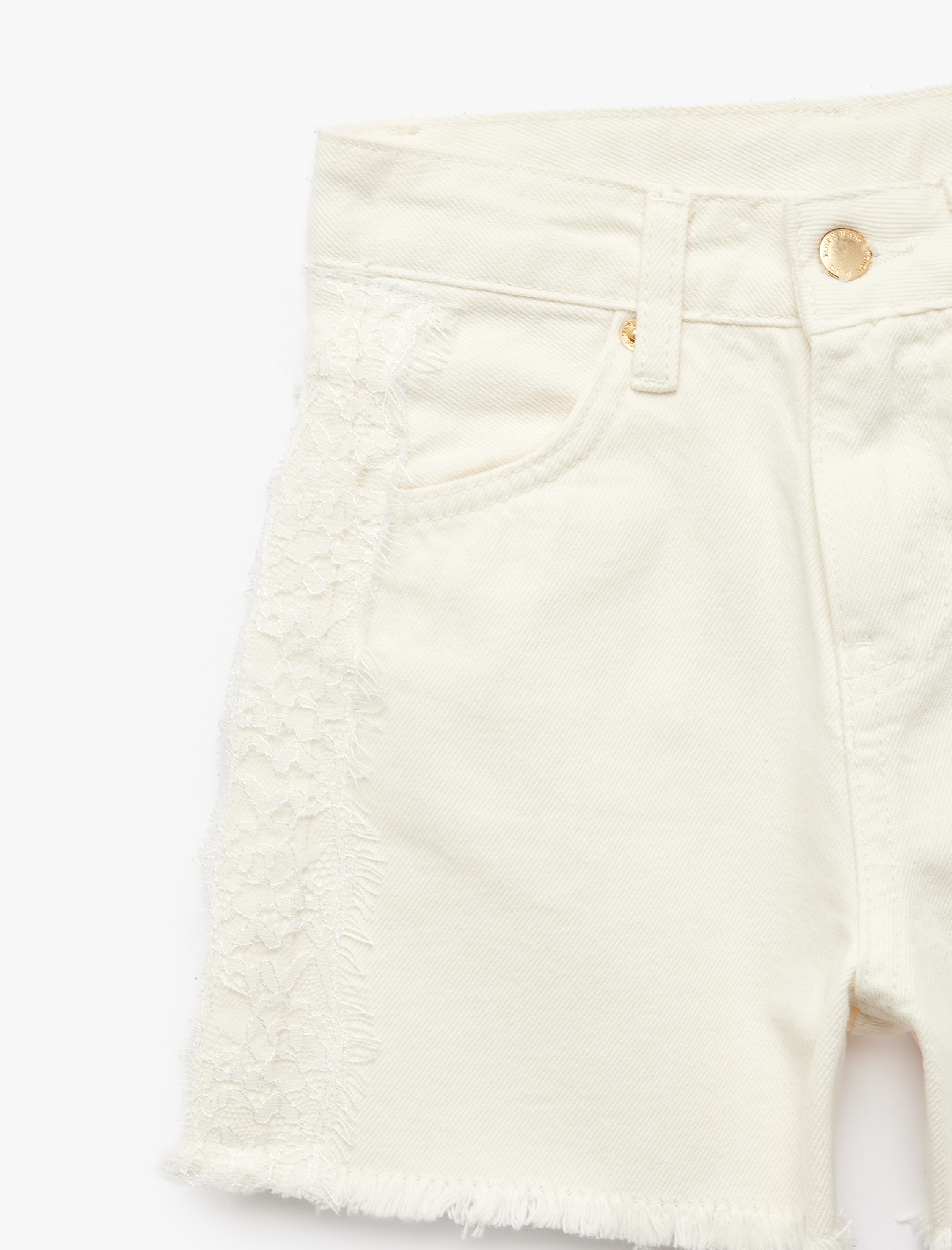  Kız Çocuk Dantel Detaylı Pamuklu Denim Şort