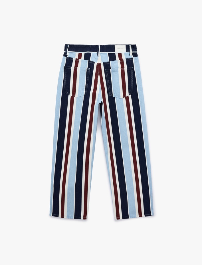  Çizgili Pamuklu Straight Denim Pantolon - Straight Jeans