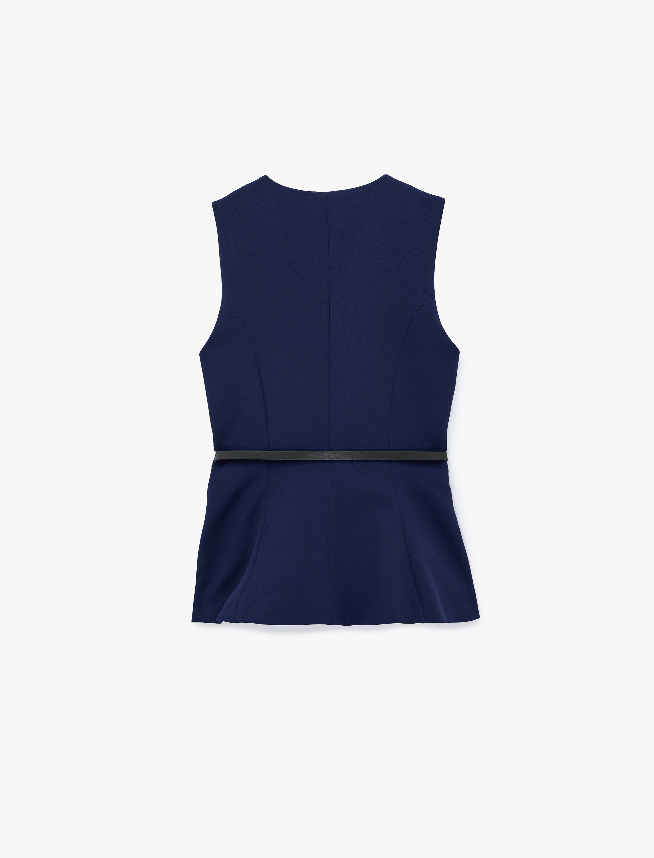   Slim Fit Bisiklet Yaka Kemerli Peplum Yelek