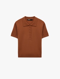 Viskon Düğmeli Kısa Kollu Polo Yaka Triko Tişört