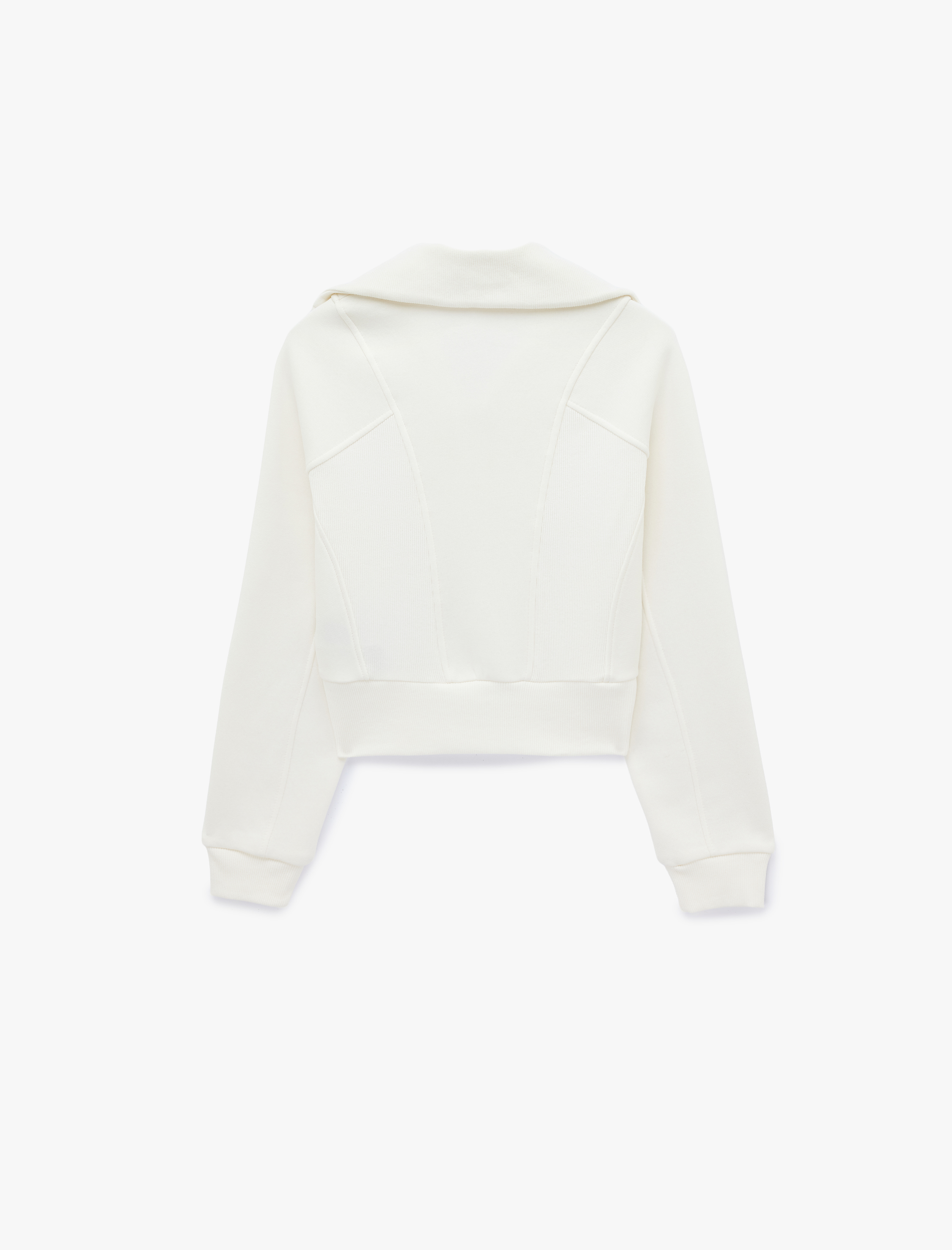   Balon Kol Fermuarlı Şardonlu Sweatshirt