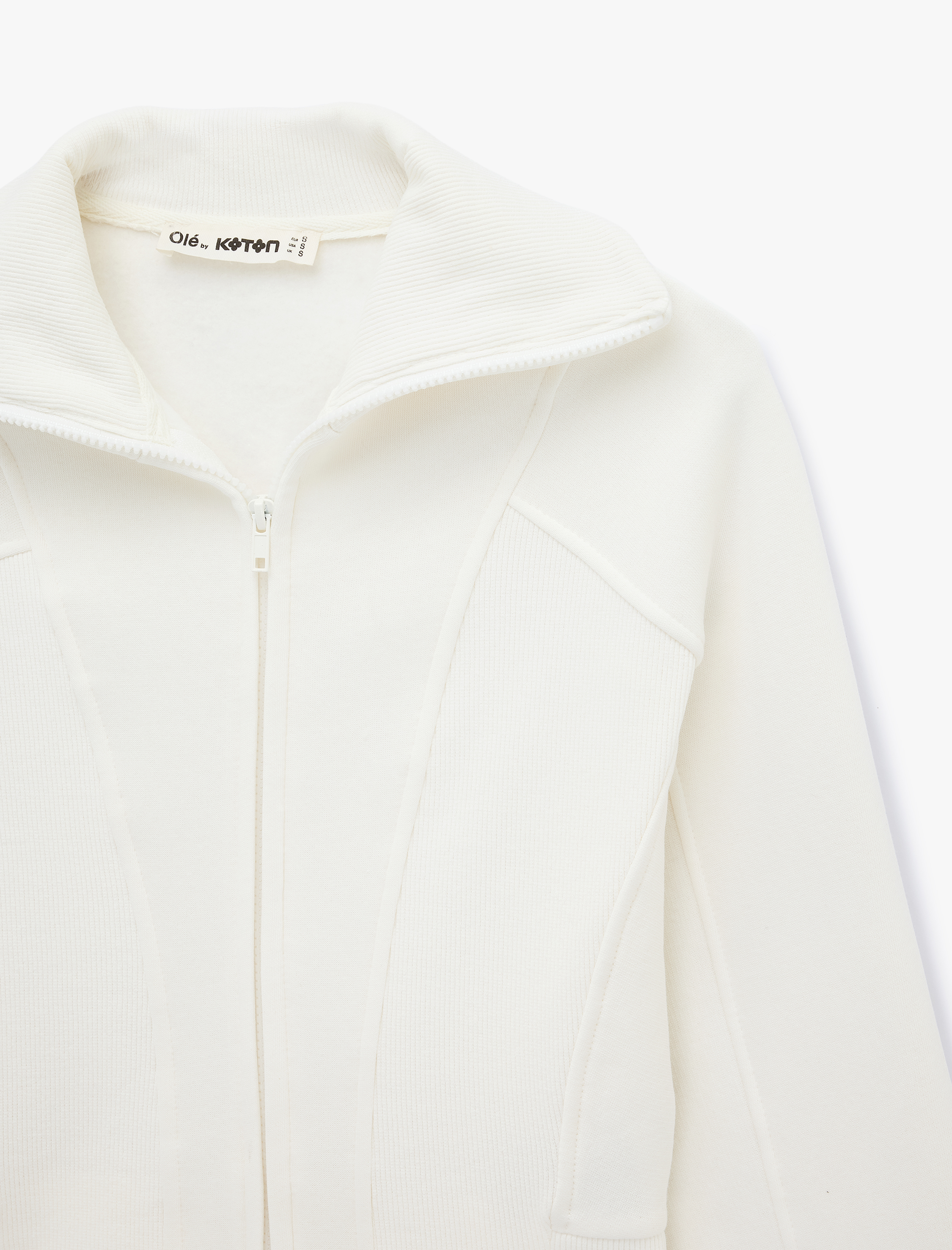   Balon Kol Fermuarlı Şardonlu Sweatshirt