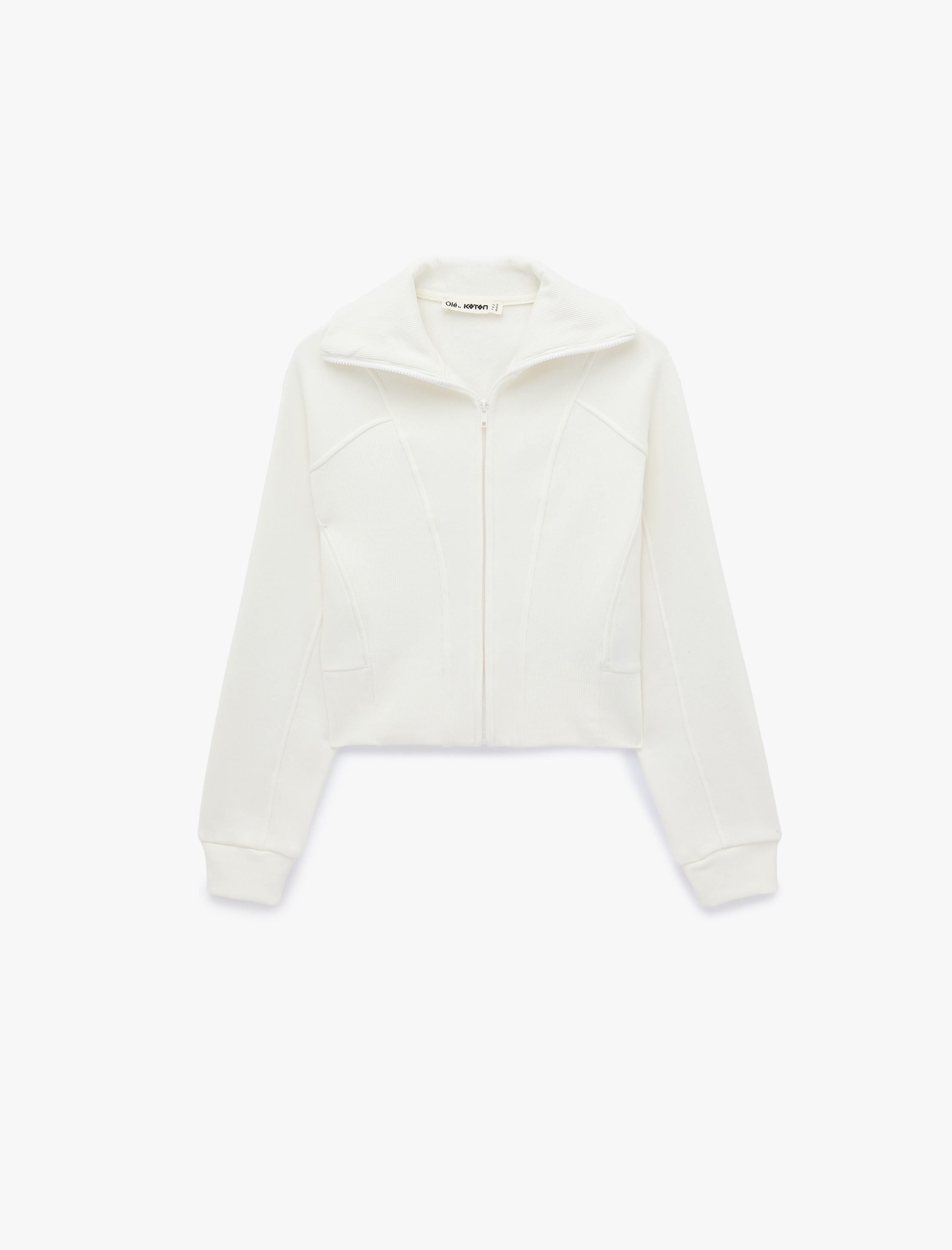   Balon Kol Fermuarlı Şardonlu Sweatshirt