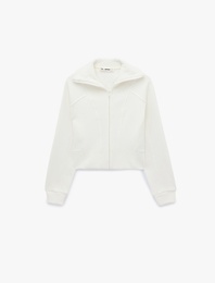 Balon Kol Fermuarlı Şardonlu Sweatshirt