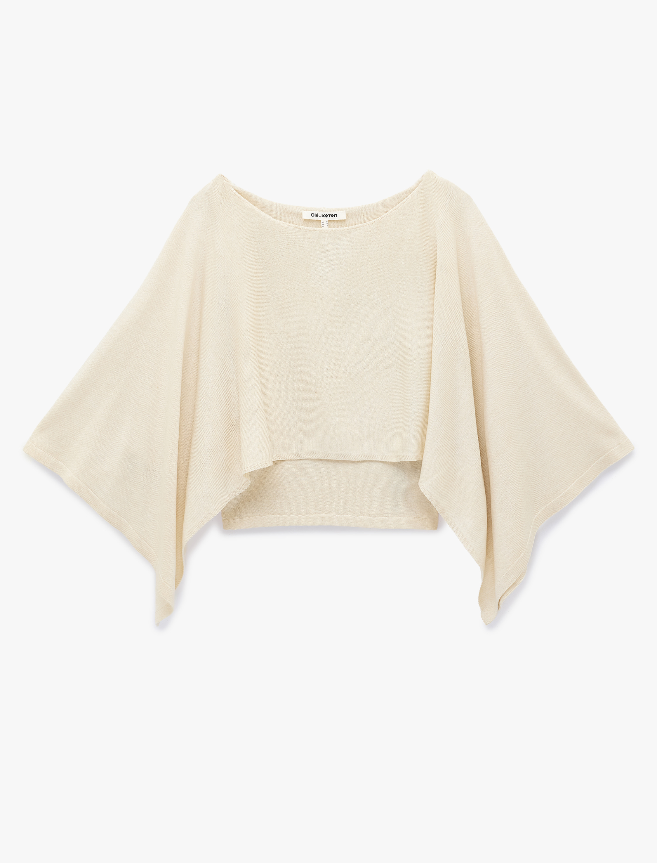   Triko Kayık Yaka 3/4 Yarasa Kol Crop Kazak
