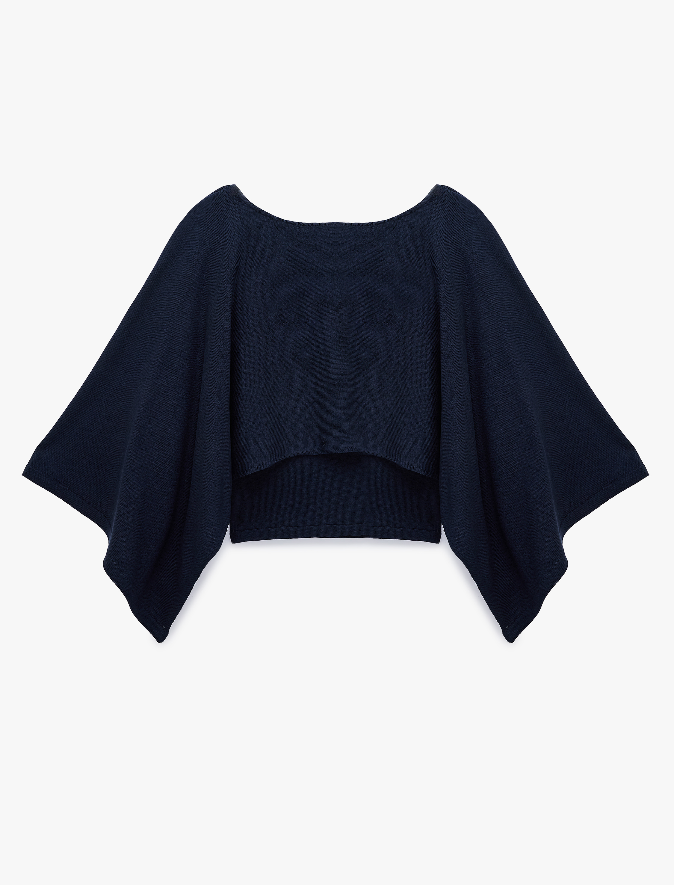   Triko Kayık Yaka 3/4 Yarasa Kol Crop Kazak