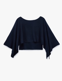 Triko Kayık Yaka 3/4 Yarasa Kol Crop Kazak